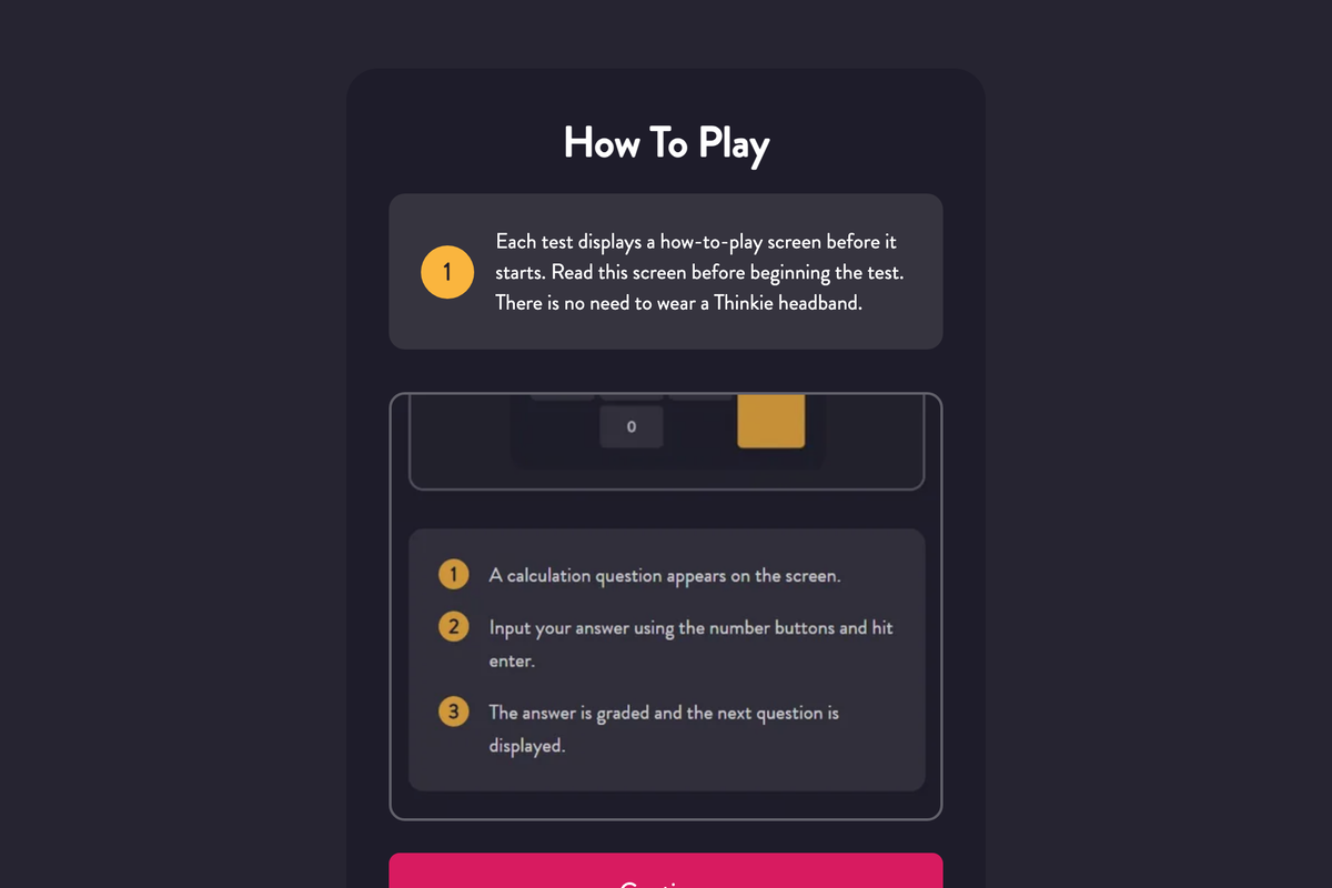 BrainAgeCheckup's how-to-play screen for its mental-speed calculation game