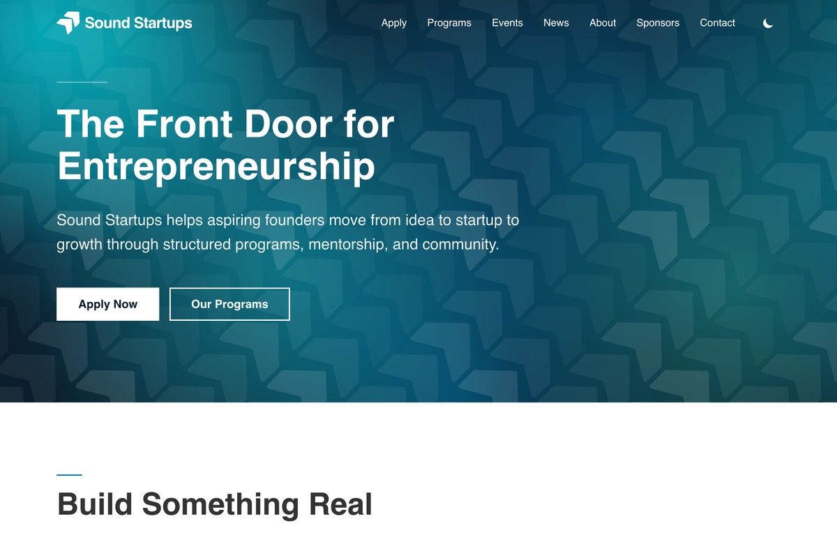 Sound Startups homepage: the front door for entrepreneurship